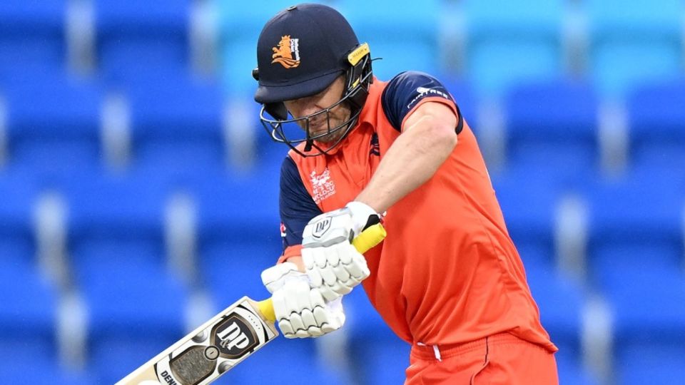 Colin Ackermann got his first fifty at a T20 World Cup, Bangladesh vs Netherlands, ICC Men's T20 World Cup 2022, Hobart, October 24, 2022
