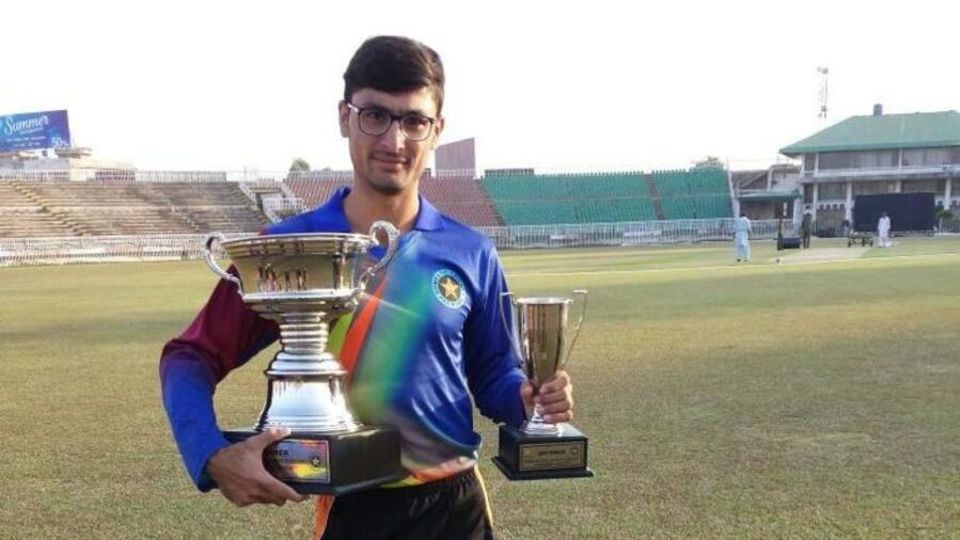Abrar Ahmed with his awards at the National Under-19 Cup 2016-17
