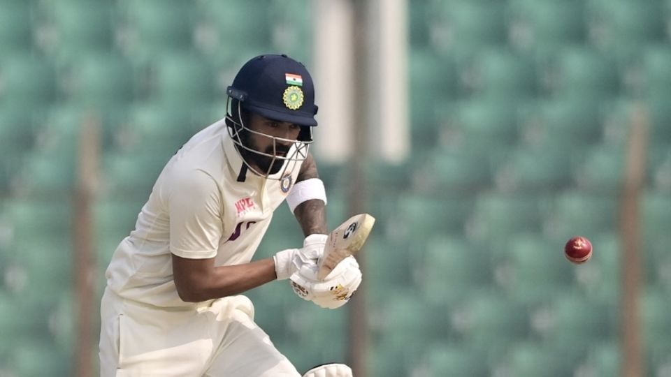 KL Rahul defends on the off side, Bangladesh vs India, 1st Test, Chattogram, 3rd day, December 16, 2022