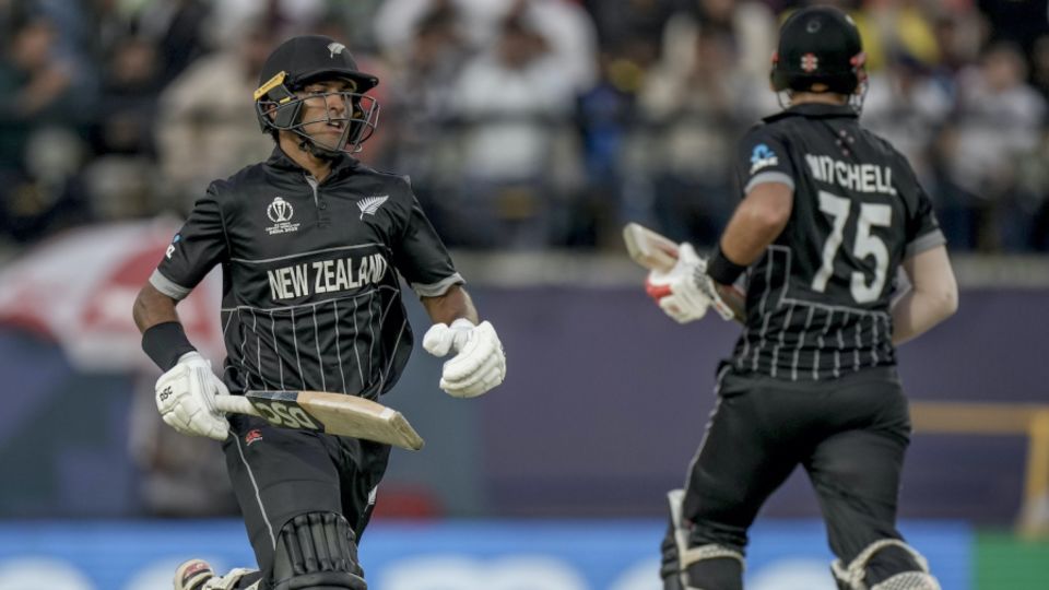 Daryl Mitchell and Rachin Ravindra added 96 off 86 balls for the third wicket, Australia vs New Zealand, World Cup 2023, Dharamsala, October 28, 2023