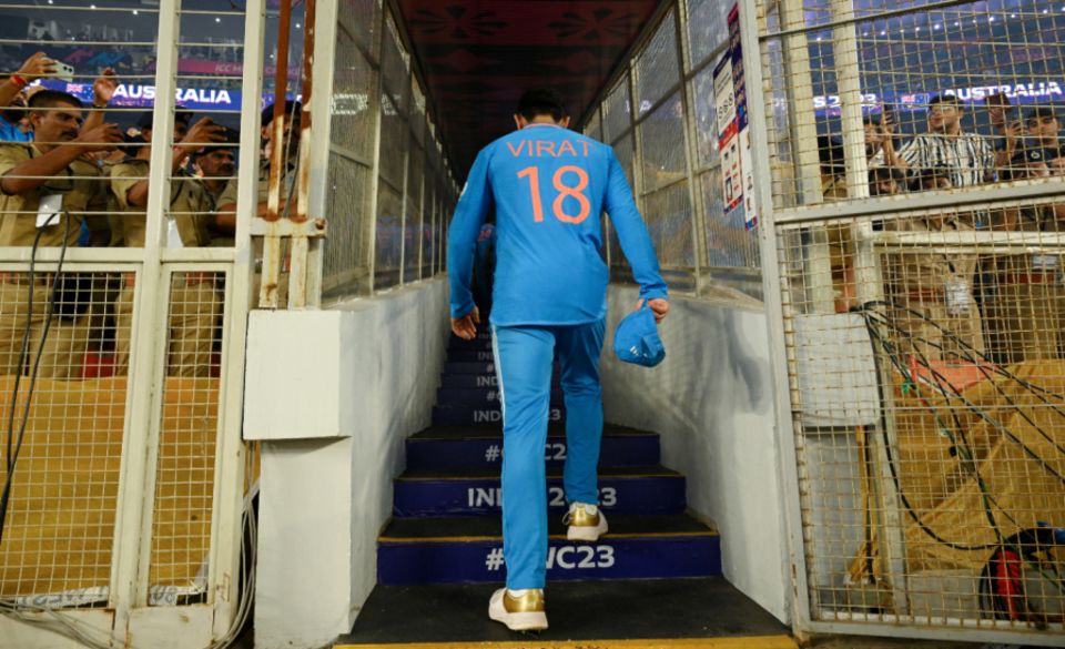 Virat Kohli makes the long walk back after India's heartbreak