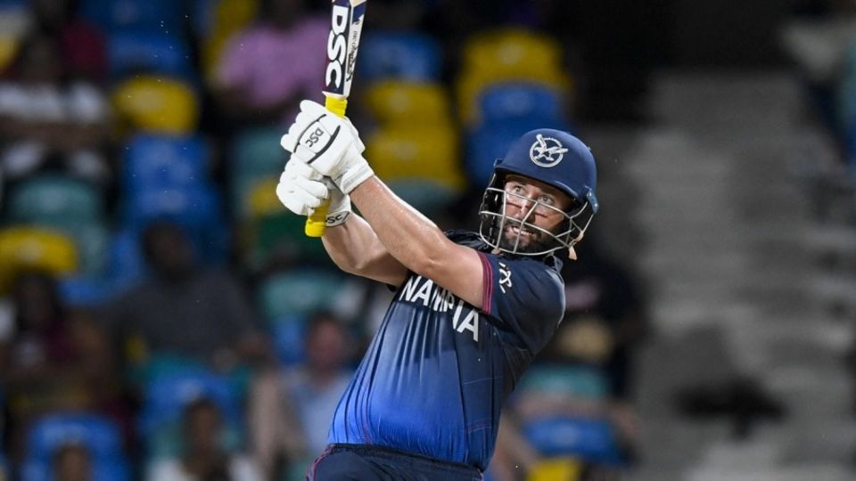 Jan Frylinck kept Namibia going at the start of the chase, Namibia vs Oman, T20 World Cup 2024, Group B, Bridgetown, June 2, 2024