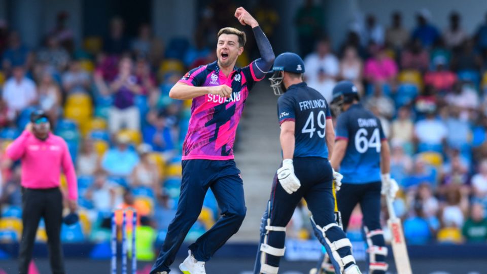 Brad Currie struck in the powerplay for Scotland, Namibia vs Scotland, T20 World Cup, Barbados, June 6, 2024