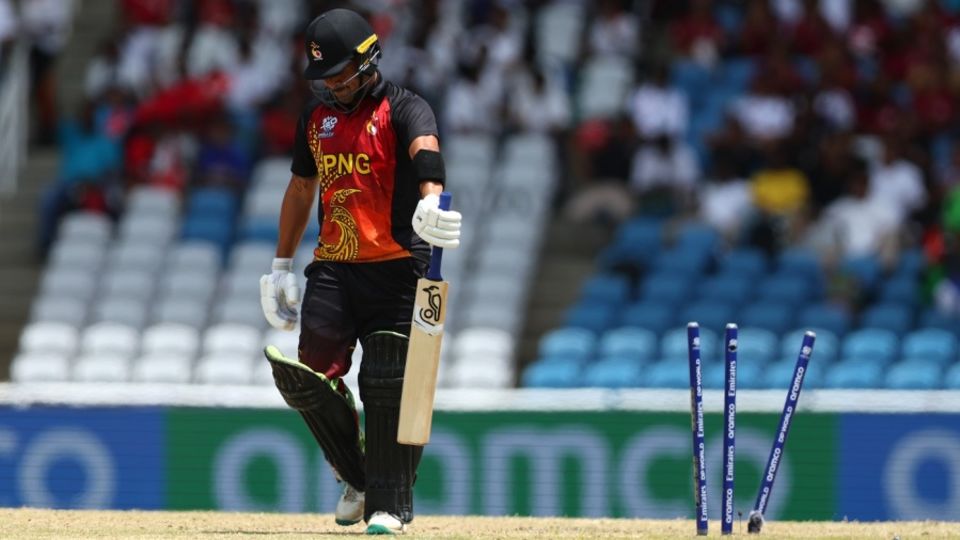 Chad Soper walks back after being cleaned up, New Zealand vs PNG, Tarouba,T20 World Cup 2024, June 17, 2024