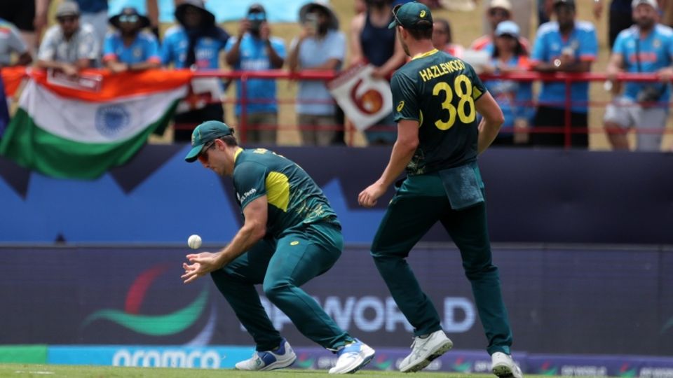 Mitchell Marsh dropped an easy chance from Hardik Pandya at backward point, Australia vs India, T20 World Cup Super Eight, Gros Islet, June 24, 2024