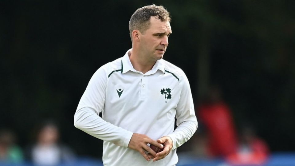 Andy McBrine took 3 for 37 in the first innings, Ireland vs Zimbabwe, Only Test, Belfast, 1st Day, July 25, 2024