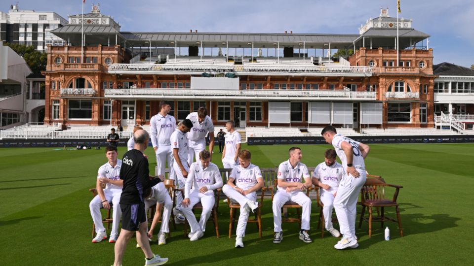 England assemble for their team photo at Lord's, England vs Sri Lanka, 2nd Test, Lord's, preview day, August 28, 2024