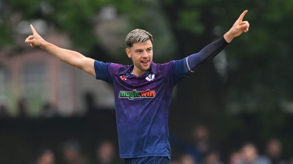 Brad Currie dismissed both openers for the second straight match, Scotland vs Australia, 3rd T20I, Edinburgh, September 7, 2024