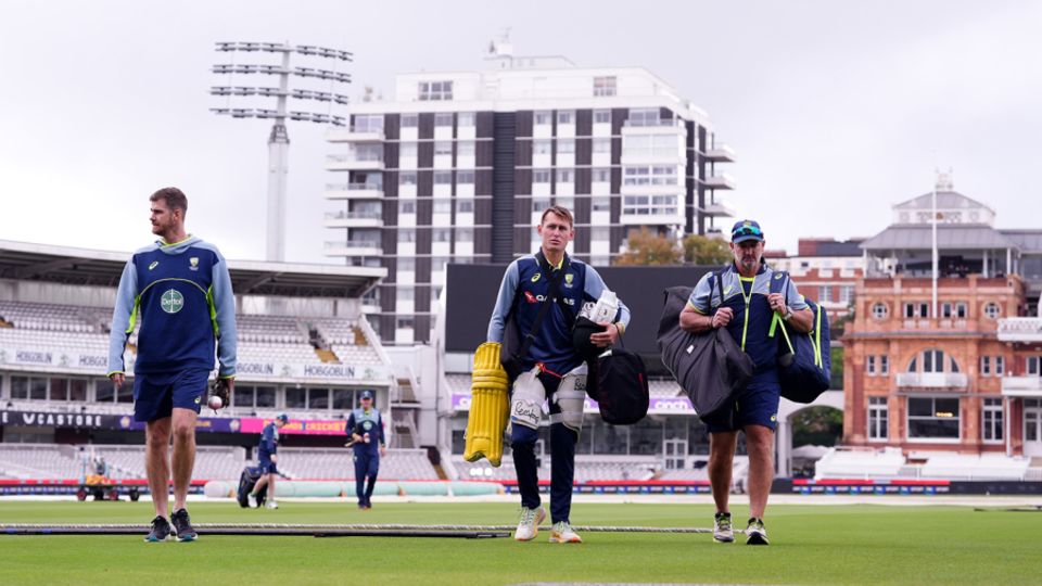 Marnus Labuschagne and Michael Di Venuto head for the nets, Lord's, September 26, 2024