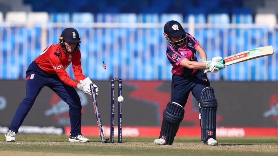 Lorna Jack-Brown fell for a duck in her farewell match, England vs Scotland, Women's T20 World Cup, Sharjah, October 13, 2024