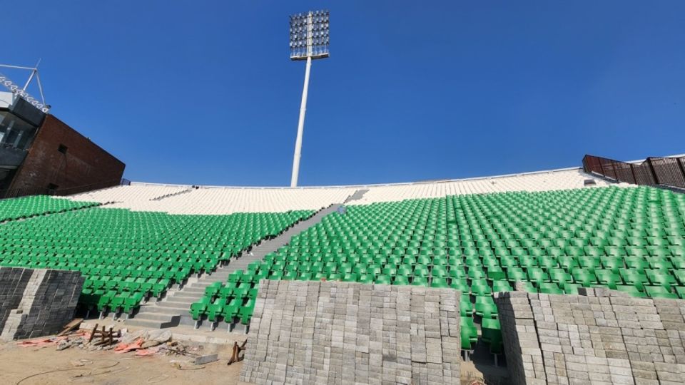 Seats have now been laid in more than half the stands at the Gaddafi Stadium, Lahore, January 23, 2025