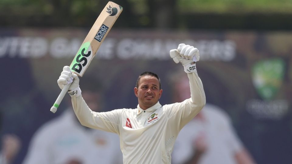 Usman Khawaja celebrates his double-century, Sri Lanka vs Australia, 1st Test, Galle, 2nd day, January 30, 2025