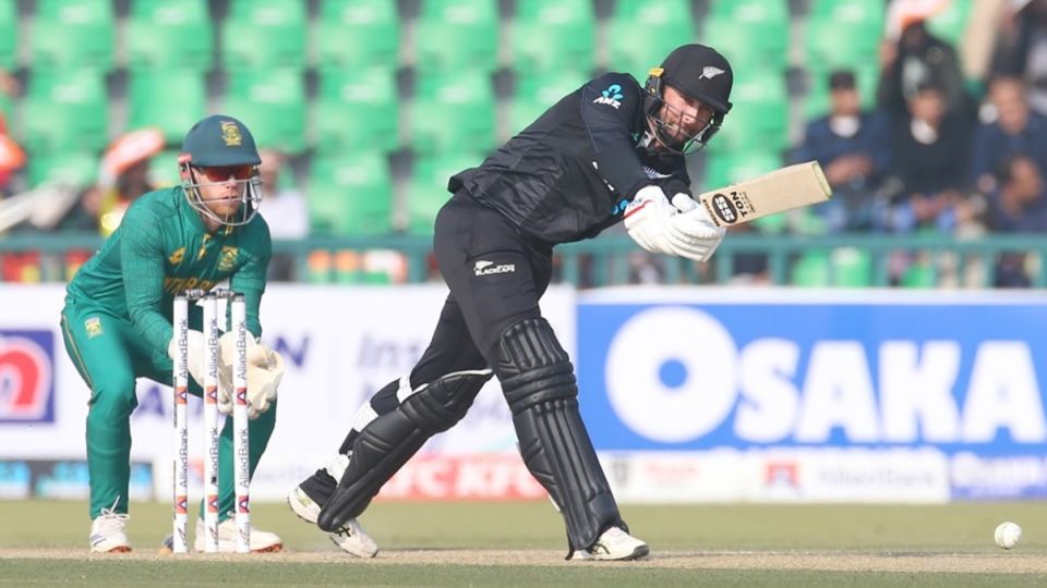 Devon Conway brought up his half-century off 64 balls, New Zealand vs South Africa, Pakistan tri-series, Lahore, February 10, 2025