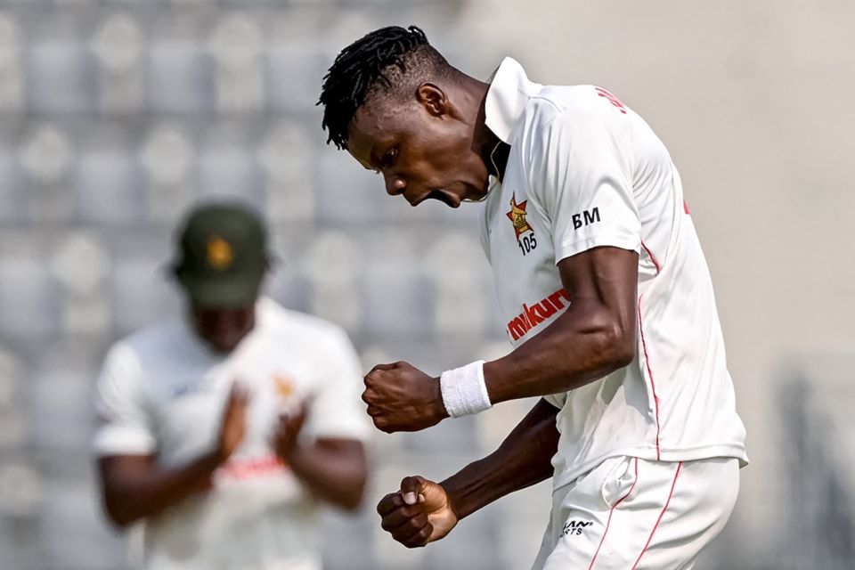 Blessing Muzarabani struck thrice on the opening day, Bangladesh vs Zimbabwe, 1st Test, Sylhet, 1st day, April 20, 2025