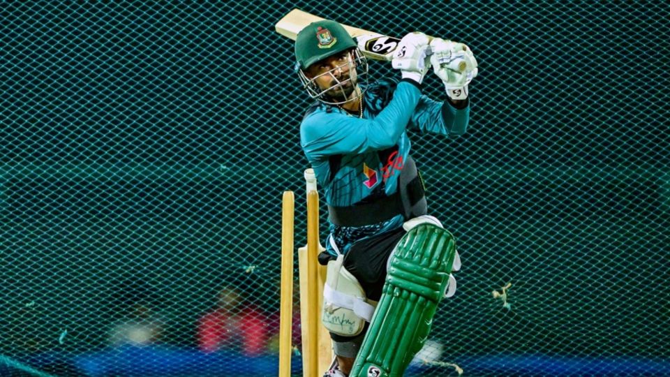 Litton Das hits out at the nets, Pallekele, July 7, 2025