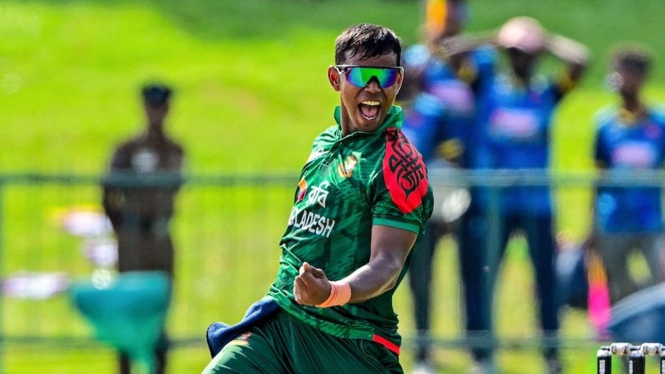Tanvir Islam is pumped after taking the wicket of Pathum Nissanka, Sri Lanka vs Bangladesh, 3rd ODI, Pallekele, July 8, 2025