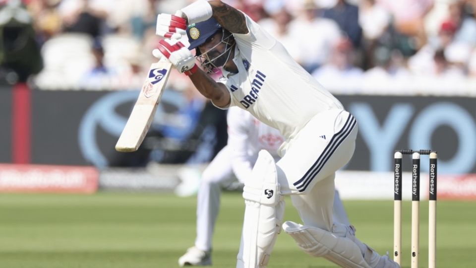 KL Rahul leans into the drive, England vs India, 3rd Test, Lord's, London, 2nd day, July 11, 2025