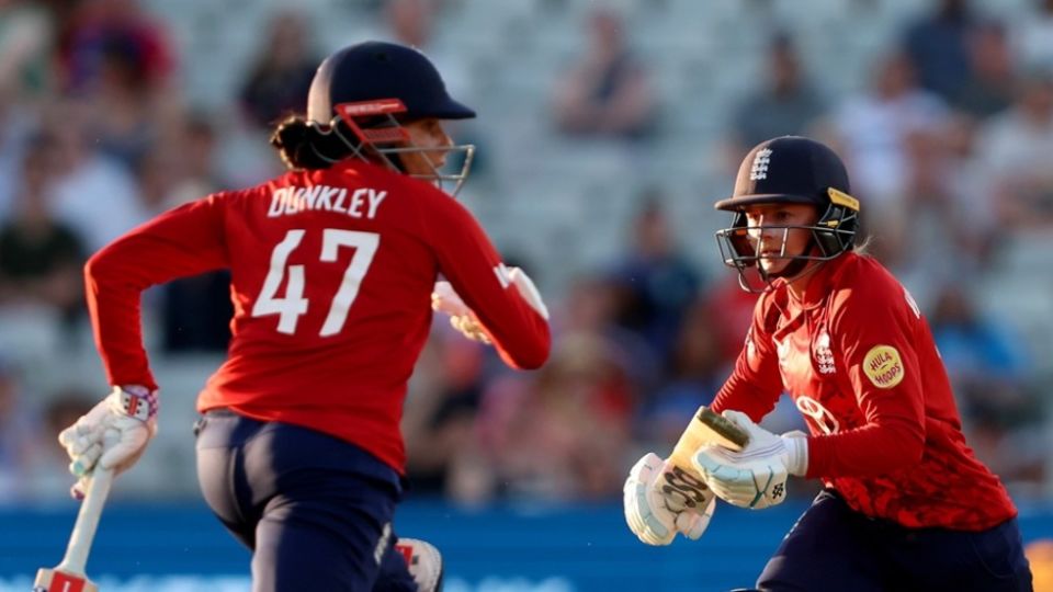 Danni Wyatt-Hodge and Sophia Dunkley added 101 runs for the opening wicket, England vs India, 5th Women's T20I, Edgbaston, July 12, 2025