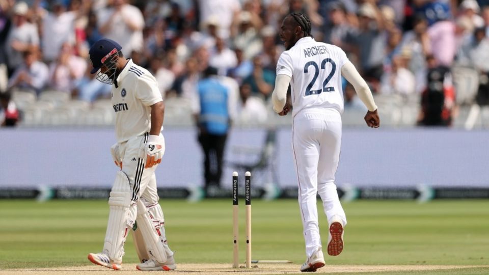 Jofra Archer sent Rishabh Pant's off stump for a walk, England vs India, 3rd Test, Lord's, London, Day 5, July 14, 2025