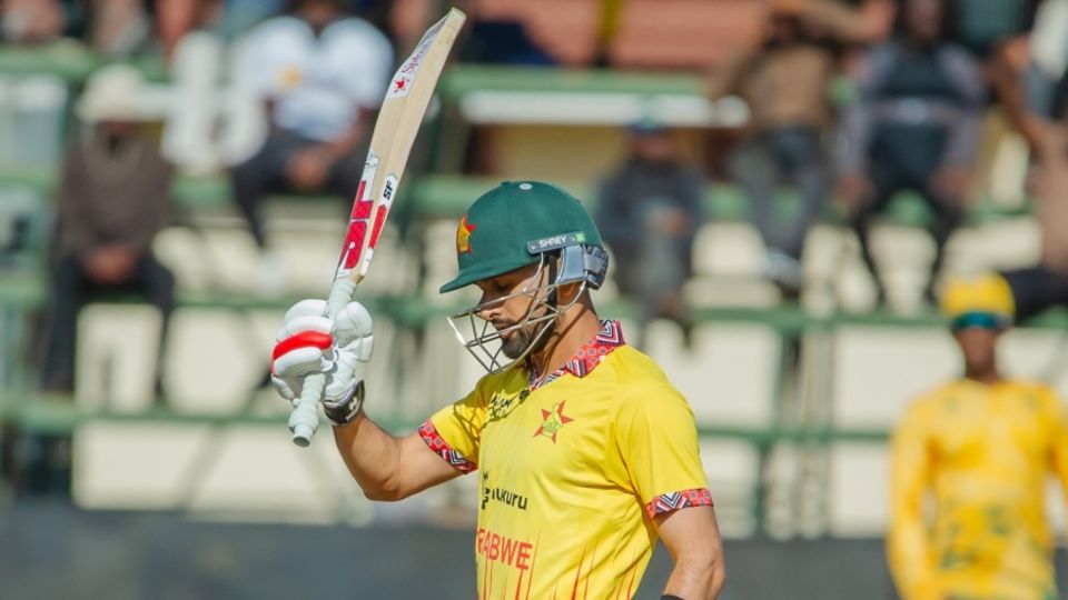 Sikandar Raza brings up his fifty, Zimbabwe vs South Africa, Harare, T20I tri-series, July 14, 2025