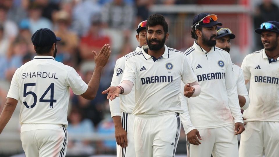 Jasprit Bumrah took his first wicket of the Test in his 24th over, England vs India, 4th Test, 3rd Day, Manchester, July 25, 2025 
