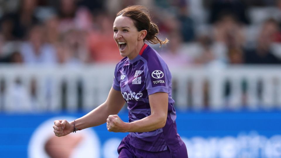 Kate Cross wheels away in celebration, Northern Superchargers vs Southern Brave, The Final, The Hundred Women's Competition, Lord's, August 31, 2025