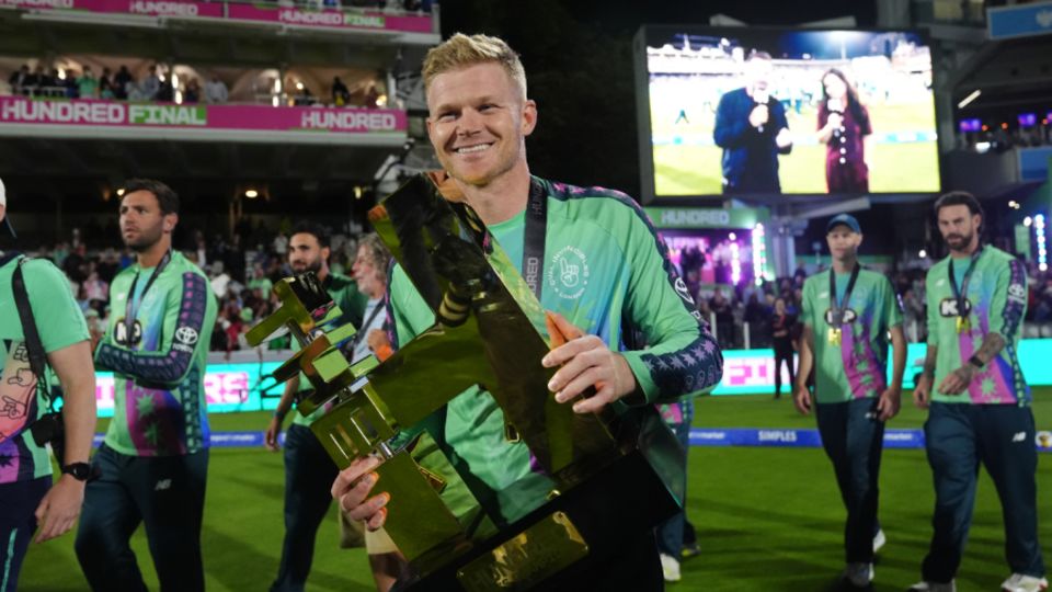 Sam Billings parades the trophy after Oval Invincibles' third Men's Hundred title, Oval Invincibles vs Trent Rockets, The Hundred Men's Competition, Final, Lord's, August 31, 2025