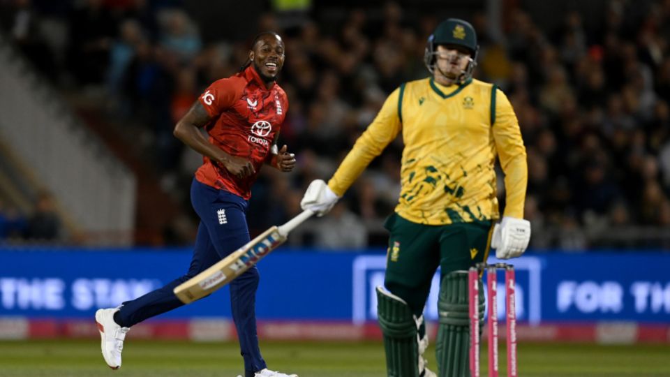 Lhuan-dre Pretorius fell to Jofra Archer for 2, England vs South Africa, 2nd Men's T20I, Emirates Old Trafford, Manchester, September 12, 2025