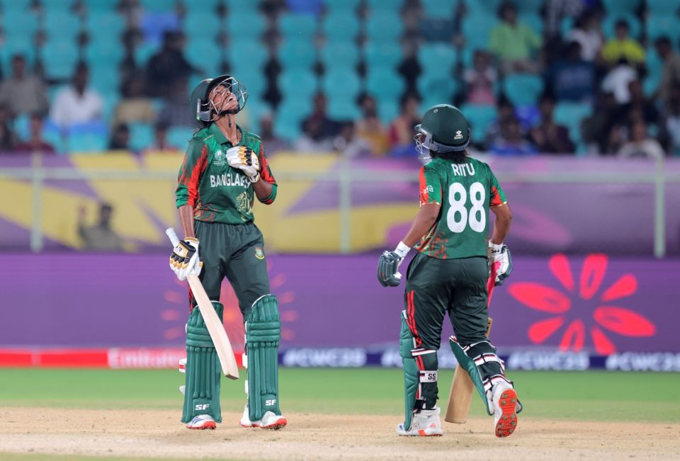 Shorna Akter and Ritu Moni shared a 37-run stand off just 18 balls, Bangladesh vs South Africa, Women's ODI World Cup, Visakhapatnam, October 13, 2025
