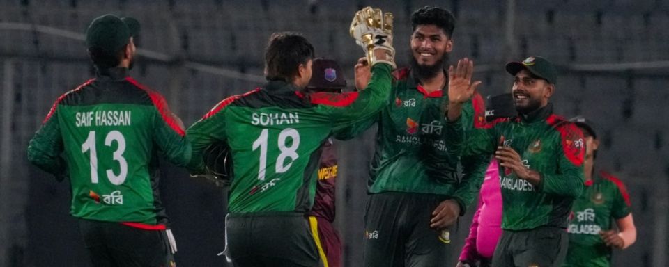 Rishad Hossain and Co celebrate, Bangladesh vs West Indies, 2nd ODI, Mirpur, October 21, 2025