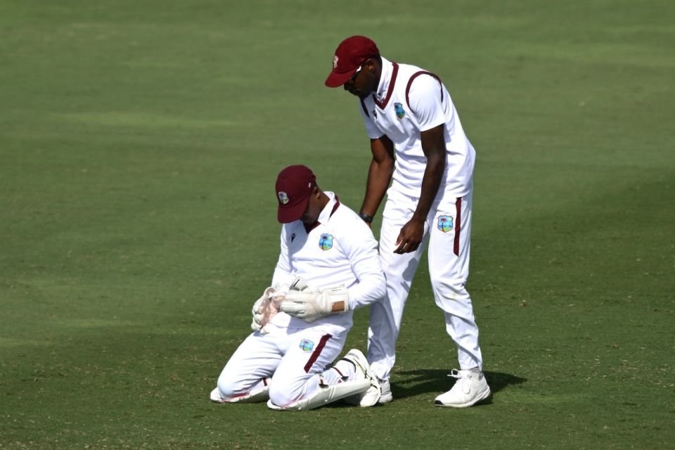 Tevin Imlach dropped a chance off Tom Latham, New Zealand vs West Indies, 3rd Test, Mount Maunganui, 1st day, December 18, 2025