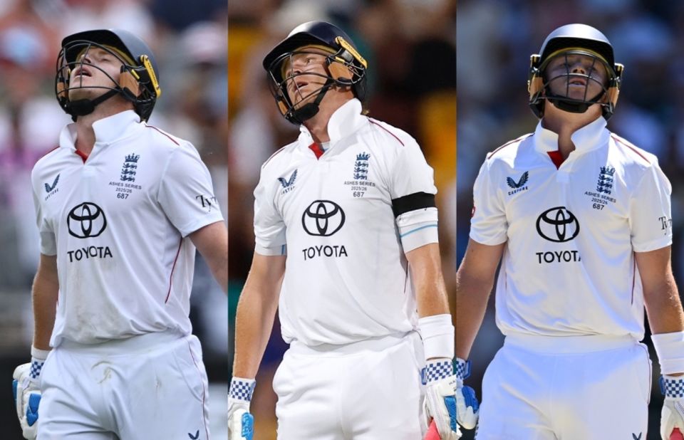 Ollie Pope throws his head back after dismissals in Perth, Brisbane and Adelaide, Australia vs England, 3rd Test, Adelaide, December 18, 2025