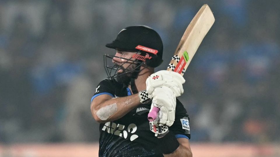 Daryl Mitchell pulls, India vs New Zealand, 4th T20I, Visakhapatnam, January 28, 2026