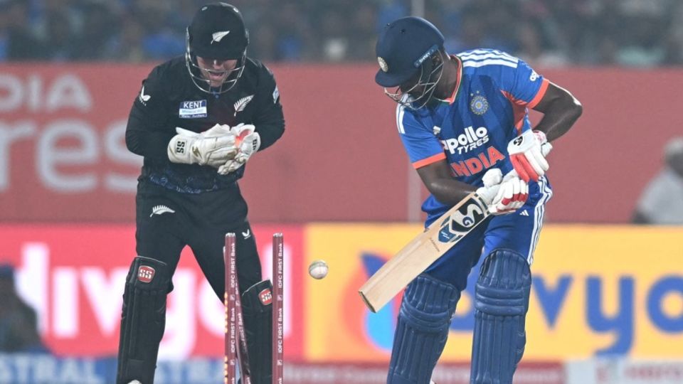 Sanju Samson was bowled for 24, India vs New Zealand, 4th T20I, Visakhapatnam, January 28, 2026