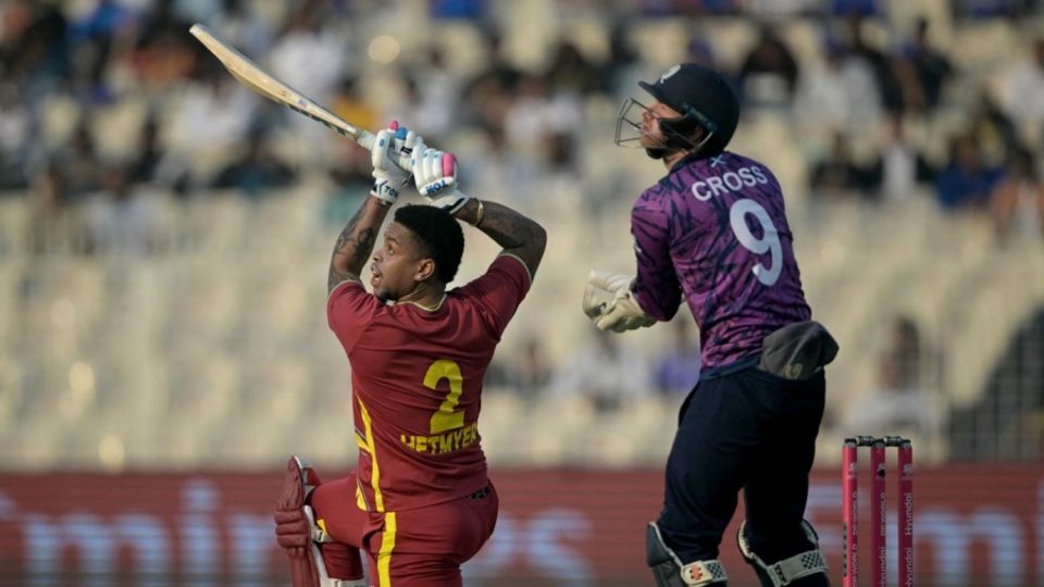 Shimron Hetmyer smashed a 22-ball fifty, Scotland vs West Indies, T20 World Cup, Kolkata, February 7, 2026 