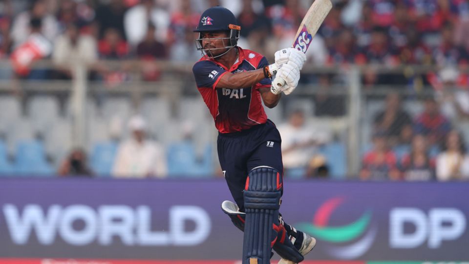Rohit Paudel carves through the off side, England vs Nepal, T20 World Cup, Mumbai, February 8, 2026
