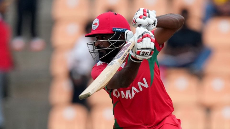 Mohammad Nadeem was impressive with the bat for Oman, Sri Lanka vs Oman, T20 World Cup, Pallekele, February 12, 2026
