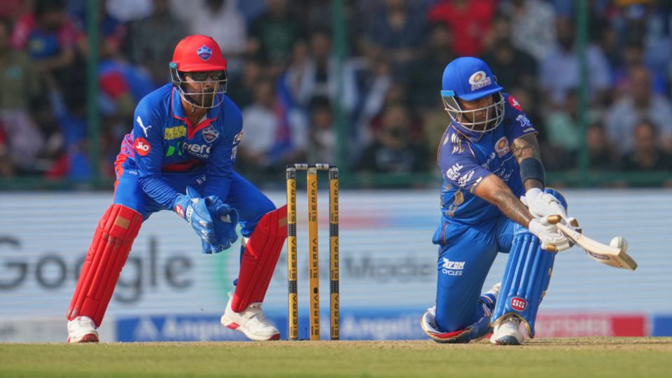 Suryakumar Yadav picked up a swept six against Axar Patel, Delhi Capitals vs Mumbai Indians, IPL, New Delhi, April 4, 2026