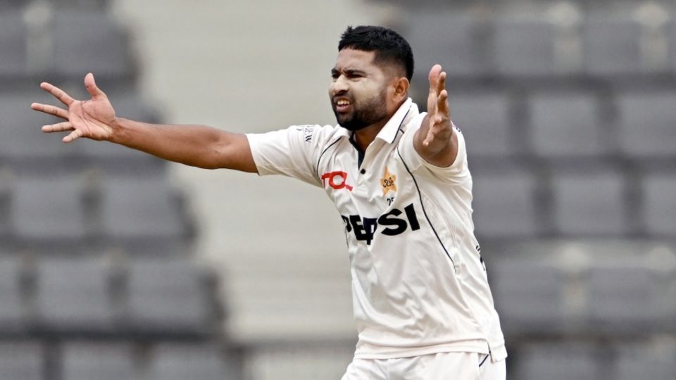 Khurram Shahzad appeals successfully for the wicket of Mushfiqur Rahim, Bangladesh vs Pakistan, 2nd Test, Sylhet, 1st day, May 16, 2026