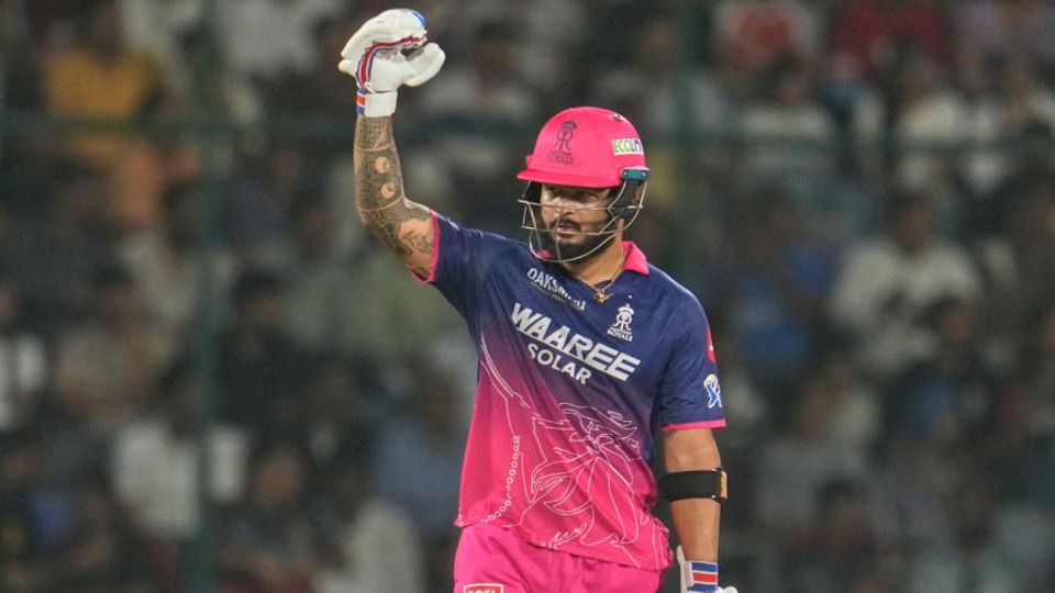 Riyan Parag celebrates his fifty, Delhi Capitals vs Rajasthan Royals, IPL 2026, Delhi, May 17, 2026