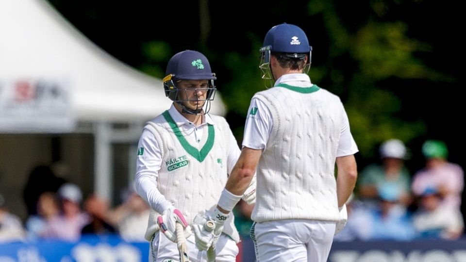 Andy McBrine and Mark Adair shared a 116-run stand for the seventh wicket, Ireland vs New Zealand, Only Test, Day 2, Belfast, May 28, 2026