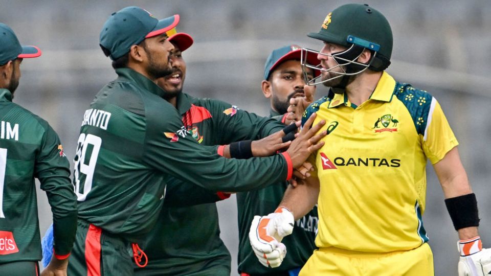Najmul Hossain Shanto steps in after Nahid Rana shared words with Josh Inglis, Bangladesh vs Australia, 1st ODI, Mirpur, June 9, 2026