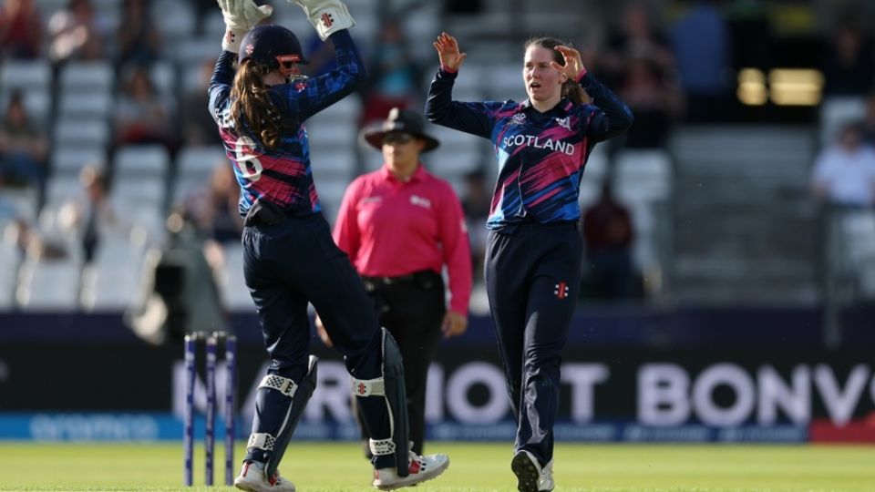 Katherine Fraser dismissed Hayley Matthews, Scotland vs West Indies, Women's T20 World Cup, Leeds, June 18, 2026