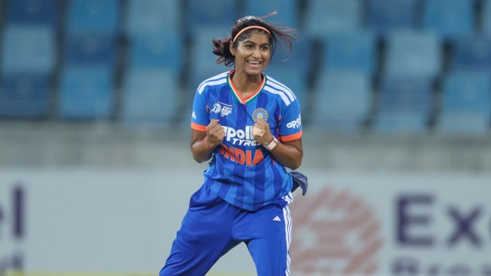 Nandani Sharma celebrates a wicket, India vs Hong Kong, Women's Asia Cup 2026, Dubai, September 3, 2026