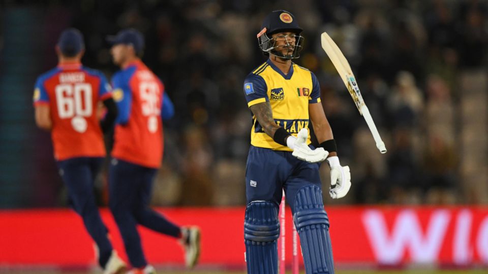 Pathum Nissanka tosses his bat after giving his wicket away, England vs Sri Lanka, Southampton, September 15, 2026