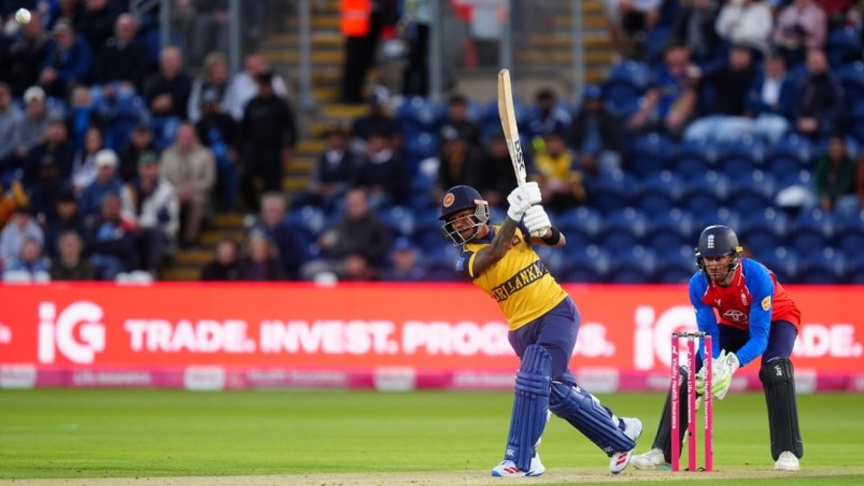 Pathum Nissanka hits down the ground, England vs Sri Lanka, 2nd T20I, Cardiff, September 17, 2026