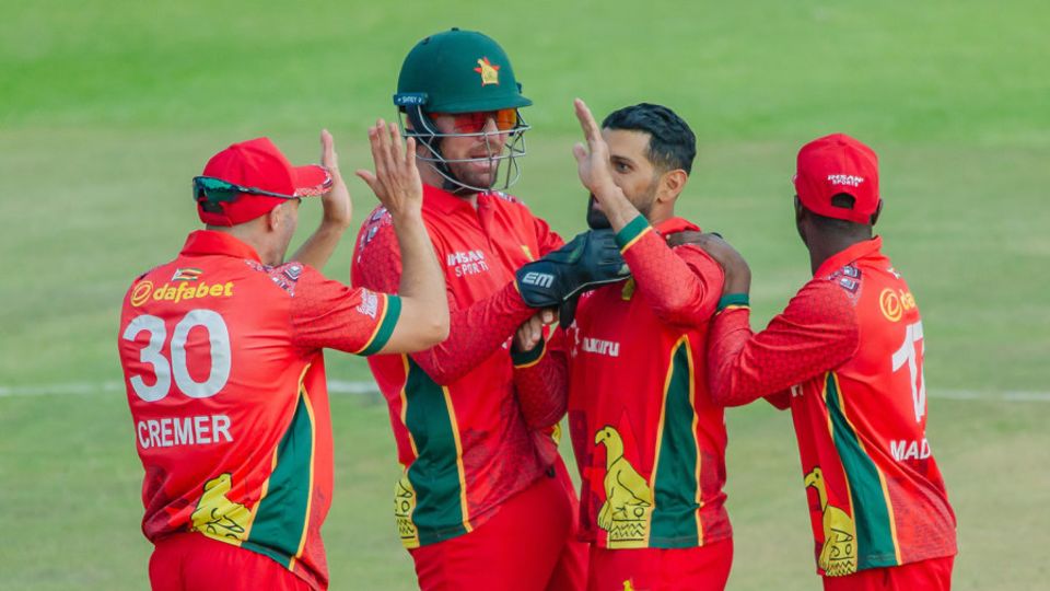Zimbabwe celebrate with captain Sikandar Raza, Zimbabwe vs Australia, 3rd ODI, Harare, September 20, 2026