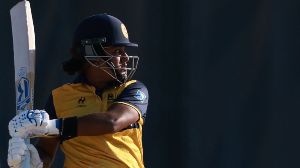 Chamari Athapaththu muscles the ball away, India vs Sri Lanka, Asian Games women's competition final, Nisshin, September 22, 2026