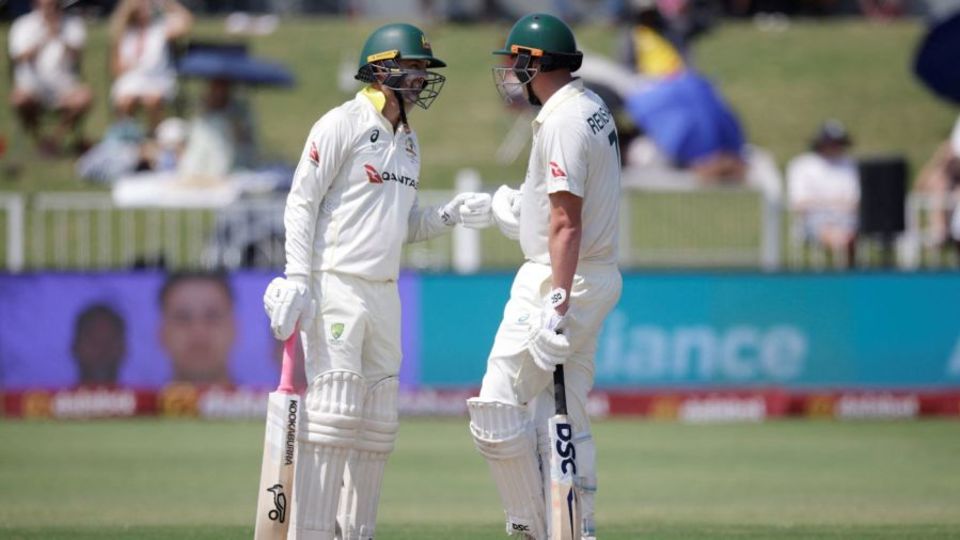 Nathan Lyon and Matt Renshaw shared a 134-run stand for the ninth wicket, South Africa vs Australia, 1st Test, Day 2, Durban, October 10, 2026