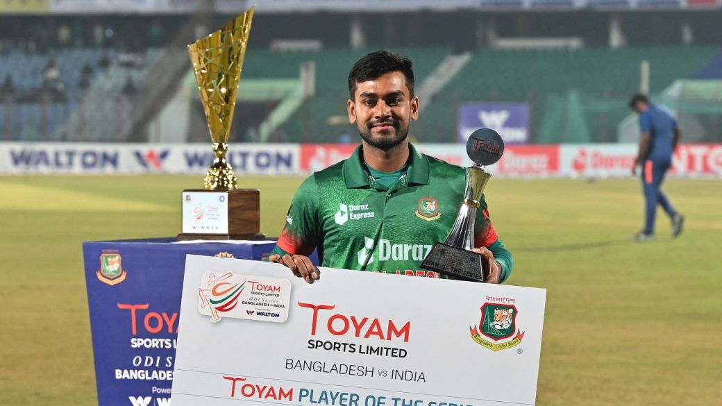 Mehidy Hasan Miraz was named Player of the Series, Bangladesh vs India, 3rd ODI, Chattogram, December 10, 2022